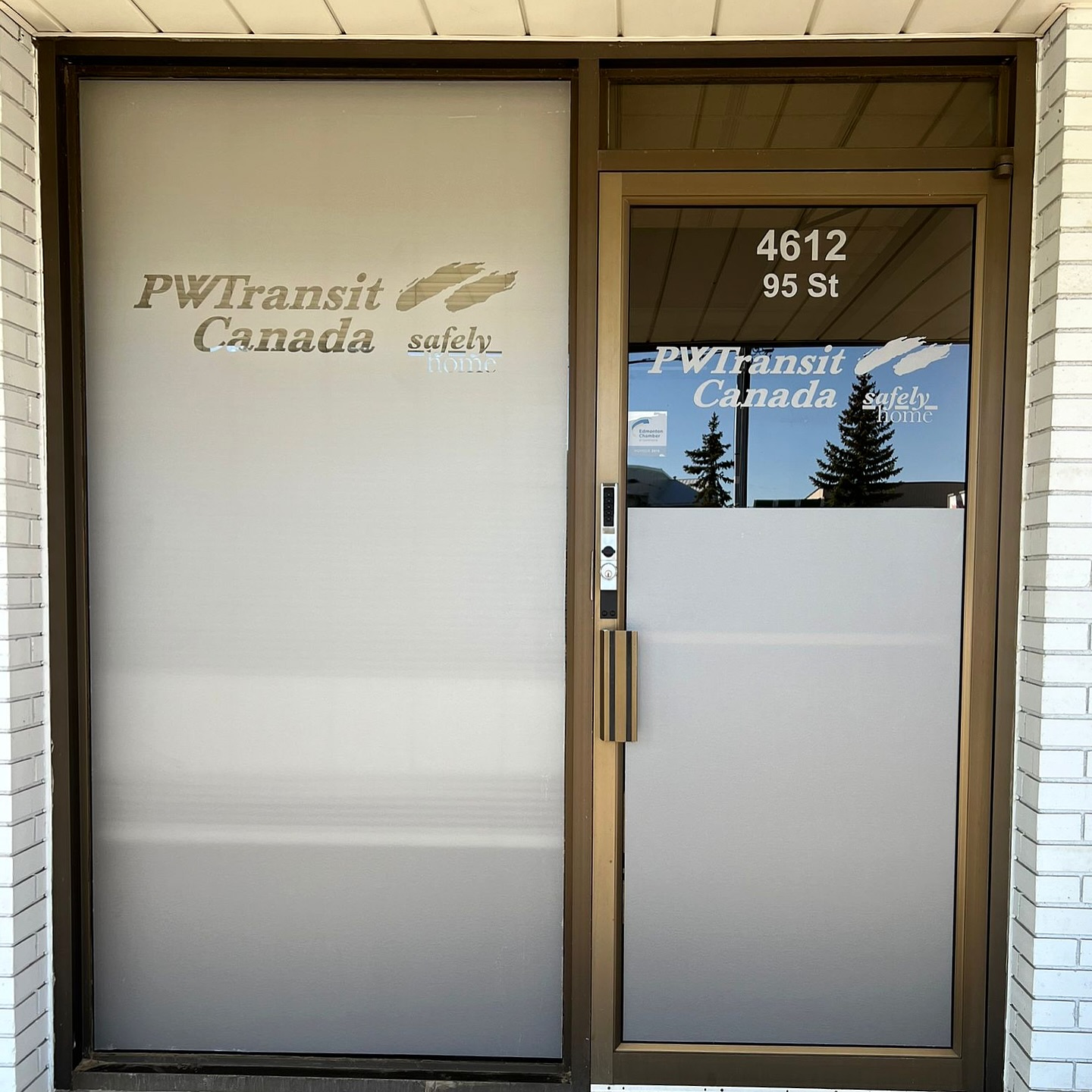 Frosted decal , privacy window design and install by Landon Graphics and Signs in Edmonton