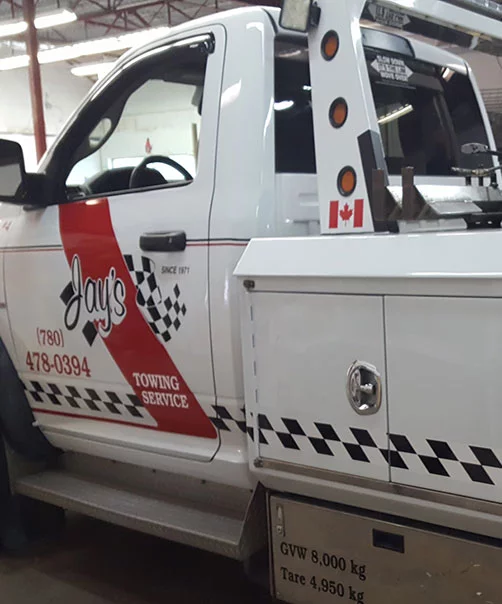 Fleet graphics fleet decal branding on pickup truck by Landon graphics and Sign