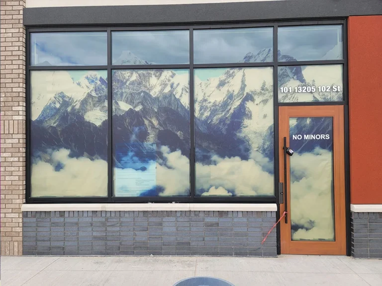 frosted color designed storefront window design