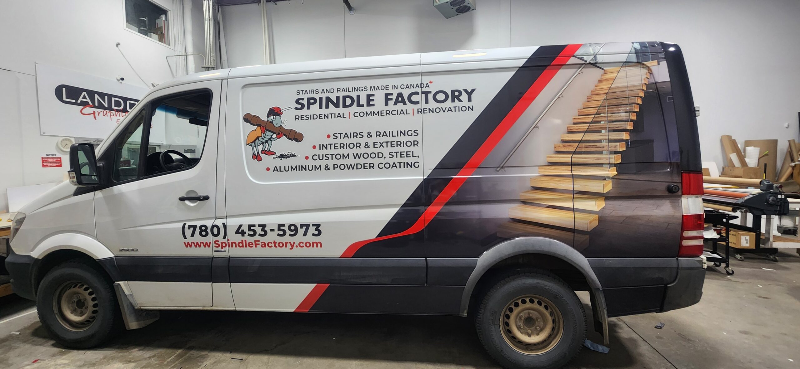 vehicle wrap on commercial fleet for Mobile Advertising by landon graphics and signs in Edmonton